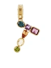 Dolce & Gabbana Rainbow Alphabet T 18kt Yellow Gold Multi-stone Pendant In Gold