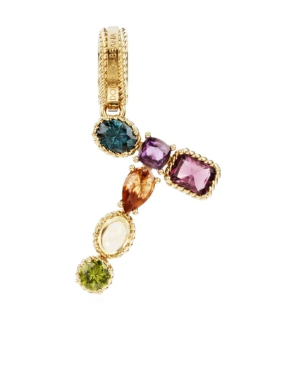 Dolce & Gabbana Rainbow Alphabet T 18kt Yellow Gold Multi-stone Pendant