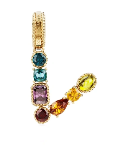 Dolce & Gabbana Rainbow Alphabet 18kt Yellow Gold Multi-stone Pendant