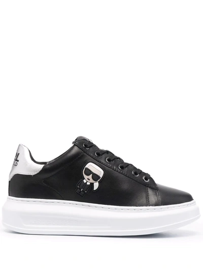 Karl Lagerfeld Kapri Ikonik Leather Sneakers In Black