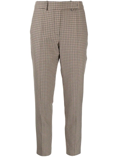 Paule Ka Houndstooth-check Tailored Trousers In Braun