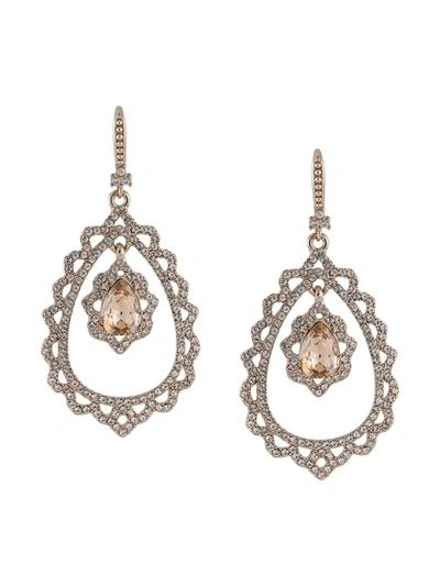 Marchesa Notte Crystal-embellished Tiered Earrings In Rosa