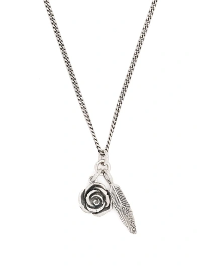 Emanuele Bicocchi Rose And Feather Sterling-silver Necklace In Silber