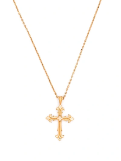 Emanuele Bicocchi Romantic Rock Cross Medium Silver Necklace In Gold