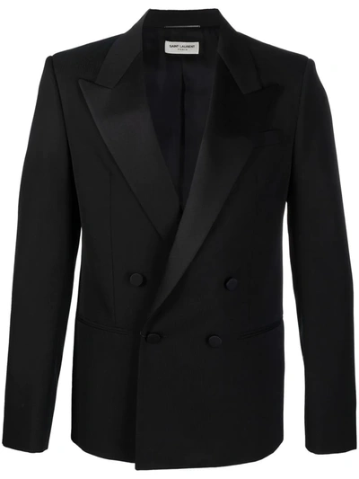 Saint Laurent Double Breasted Blazer In Black
