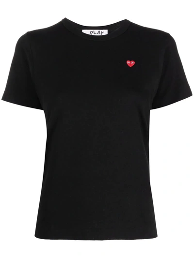 Comme Des Garçons Play Logo-patch Cotton T-shirt In Black