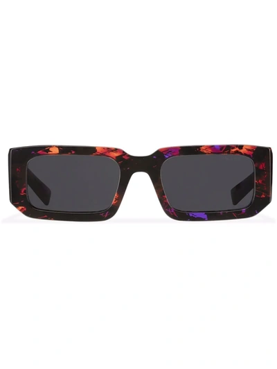 Prada Symbole Rectangle Frame Sunglasses In Dark Tortoise
