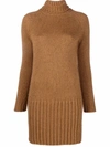 SAINT LAURENT CHUNKY-KNIT RIBBED-TRIM DRESS