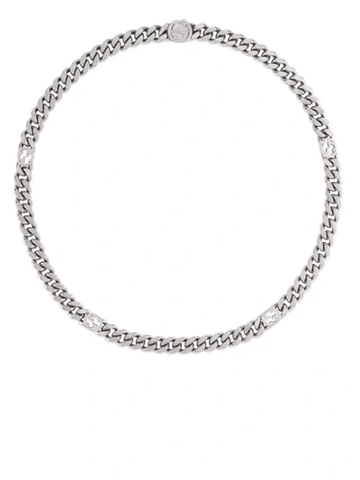 Gucci Womens Silver Interlocking G Logo-embellished Silver-tone Metal Necklace