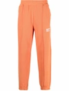 Helmut Lang Logo-print Tapered Joggers In Orange