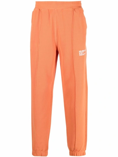 Helmut Lang Logo-print Tapered Joggers In Orange