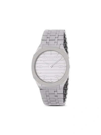 Gucci 25h Ultra-thin 34mm In Silver