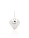 Raf Simons Engraved Logo Heart Earring In Silber