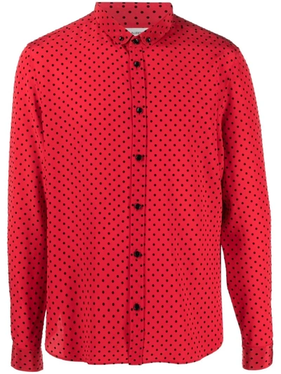 Saint Laurent Polka Dot Pattern Silk Shirt In Rot