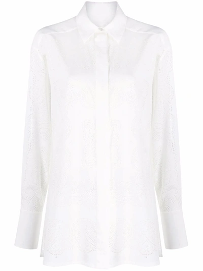 Givenchy Perforated-pattern Longlsleeved Shirt In Weiss