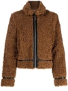 Stand Studio Brown Faux-shearling Audrey Biker Jacket In Braun