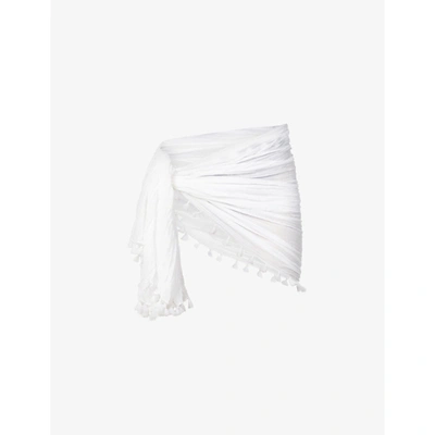 Seafolly Tasselled Self-tie Cotton Gauze Sarong In White