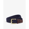 BARBOUR MENS NAVY BRAND-DEBOSSED WEBBING STRETCH-WOVEN BELT L