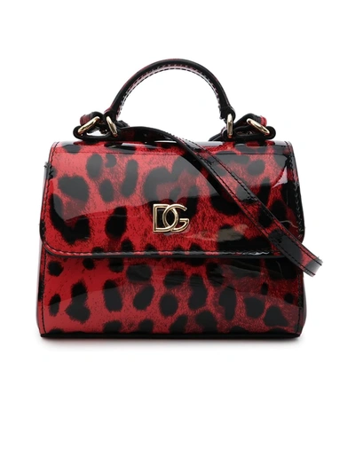Dolce & Gabbana Kids' All-over Leopard Print Shoulder Bag In Red