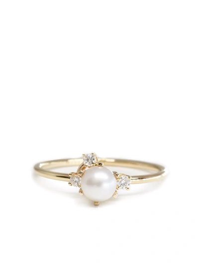 Poppy Finch 14kt Yellow Gold Cluster Pearl And Diamond Ring