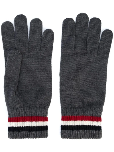 Moncler Ribbed-knit Cotton Gloves In 998