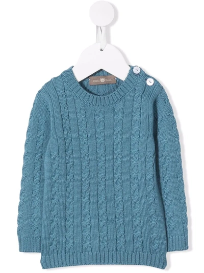 Little Bear Babies' Cable-knit Crew-neck Jumper In Blue