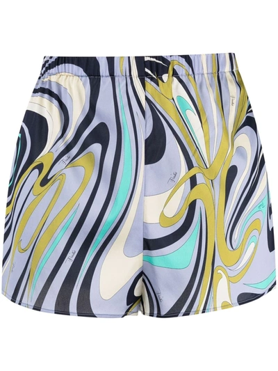 Emilio Pucci Onde-print Sustainable-jersey Shorts In Purple