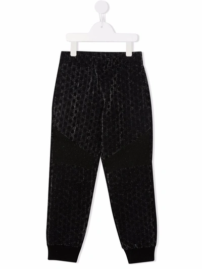 Balmain Kids' Jacquard-logo Motif Joggers In Black