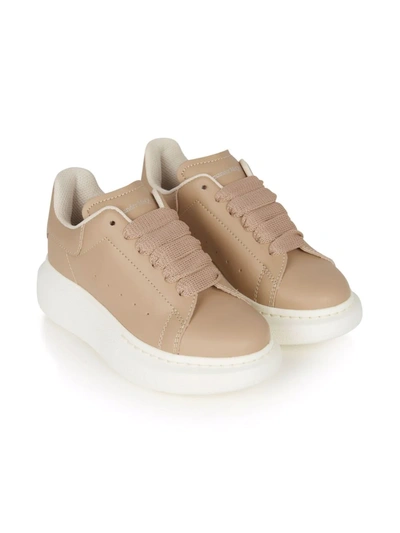 Alexander Mcqueen Kids' Oversized Leather Trainers In Neutrals