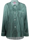 F.r.s For Restless Sleepers Pipe-trim Pajama Shirt In Green
