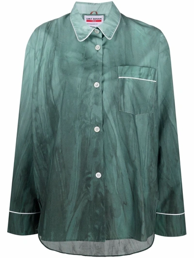 F.r.s For Restless Sleepers Pipe-trim Pajama Shirt In Green
