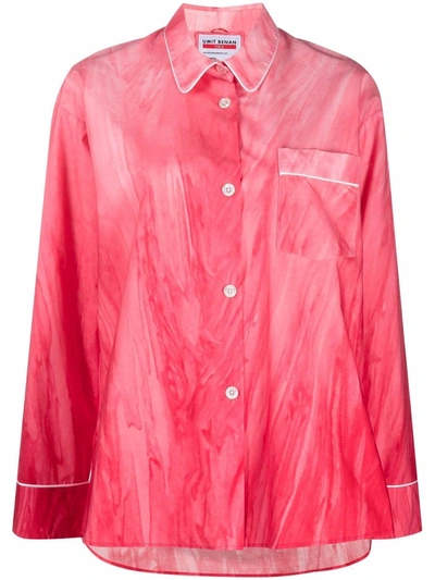 F.r.s For Restless Sleepers Pipe-trim Pajama Shirt In Pink