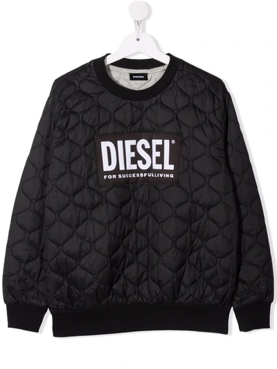 Diesel Teen Logo Printed Sweatshirt In Black