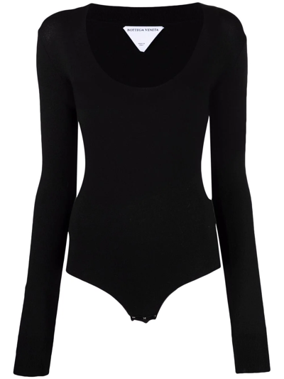 Bottega Veneta Scoop-neck Long-sleeved Bodysuit In Black