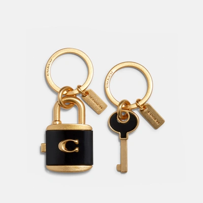 Coach Lock And Key Bag Charm Key Ring In Black