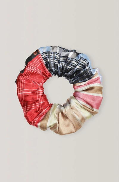 Ganni Silk Stretch Satin Scrunchie Forever Blue One Size