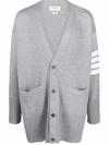 Thom Browne 4-bar Stripe V-neck Cardigan In Grau