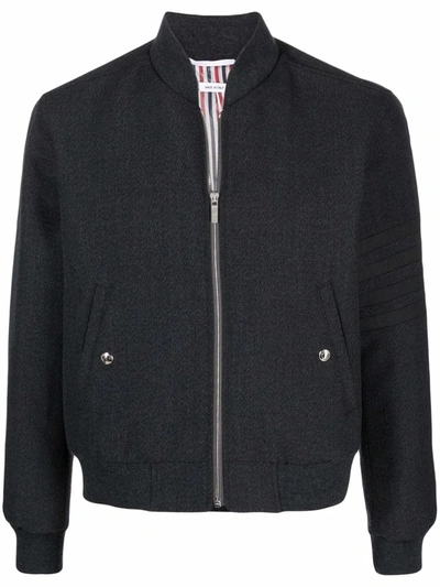 Thom Browne Grey Wool 4-bar Bomber Jacket