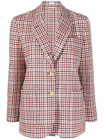 Thom Browne Check-pattern Single Breasted Blazer In 960 Rwbwht