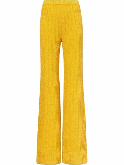 Proenza Schouler Speckled Boucle Wide-leg Ankle Pants In Yellow