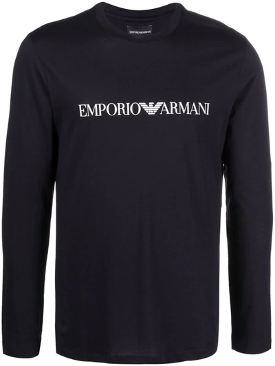 Emporio Armani Logo-print Long-sleeve T-shirt In Black