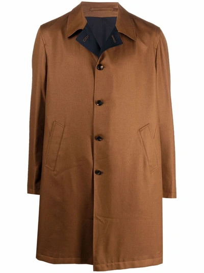 Lardini Single-breasted Tailored Coat In Camel