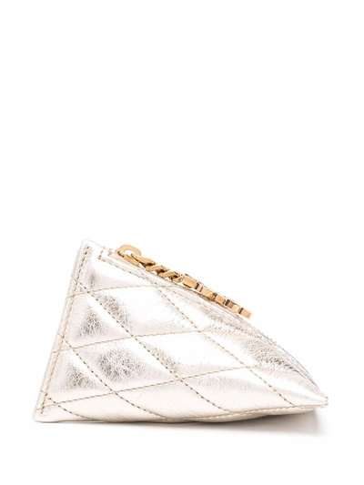 Saint Laurent Berlingo Diamond Quilting Pouch In Gold