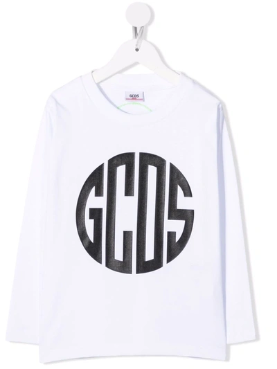 Gcds Kids' Logo-printed T-shirt In White