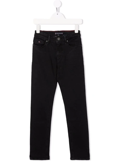 Tommy Hilfiger Junior Kids' Straight-leg Jeans In Black