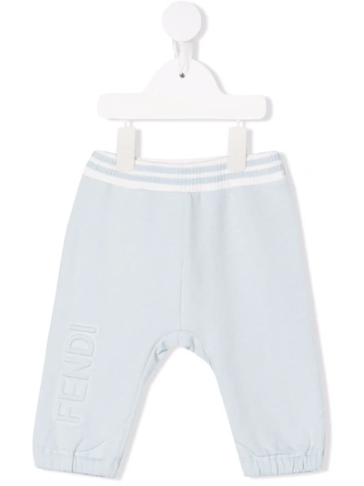 Fendi Babies' Logo-print Track Trousers In Blue