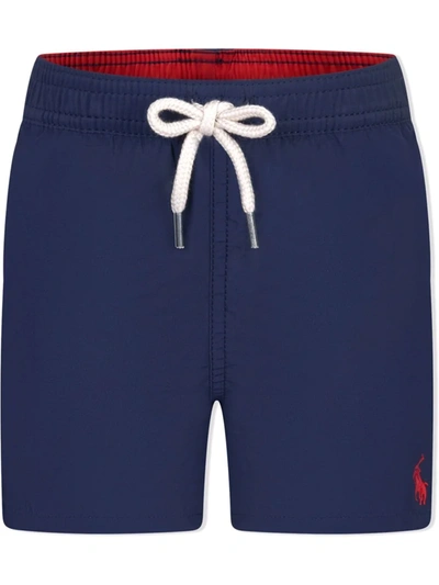 Ralph Lauren Kids' Polo Pony Drawstring Swimming Shorts In Blue