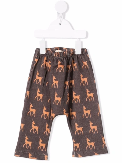 Coco Au Lait Babies' Embroidered Drawstring Trousers In Brown