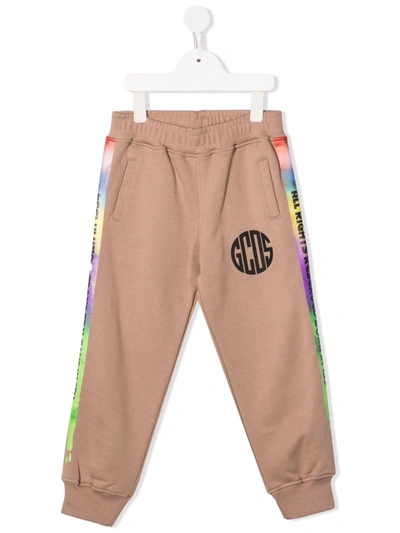 Gcds Kids' Logo-print Track Trousers In Neutrals