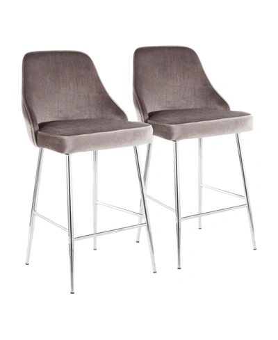 Lumisource Marcel Chrome Counter Stool, Set Of 2 In Silver
